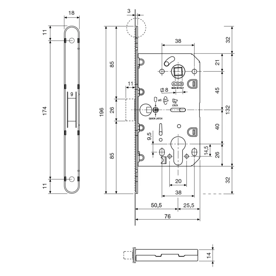 AGB Polaris 2XT - Cerradura mágnetica para cilindro (Sin cerradero)