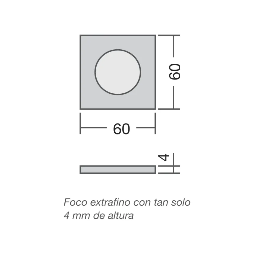 ALEXIA - Foco LED sobrepuesto extrafino cuadrado con iluminación redonda