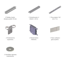 ATLANTICO RT16 - Kit perfiles para puertas correderas de armarios empotrados