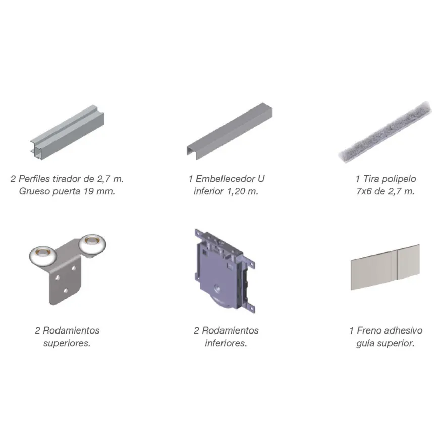 ATLANTICO RT19 - Kit perfiles para puertas de armario correderas