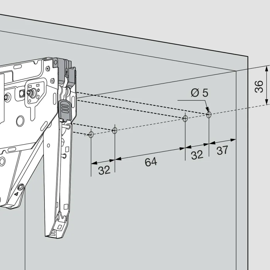 Aventos Blum HK Top modelo compacto para puertas abatibles