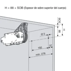 Aventos HL Blum para puertas paralelas abatibles de apertura ascendente