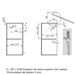 Aventos HS Blum para puertas abatibles oblicuas de apertura ascendente