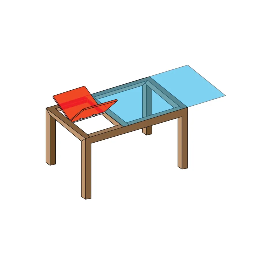 Barra volteadora para alas ocultas de mesa