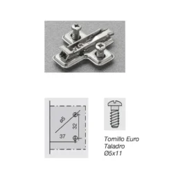 Bases Clip DOMI de regulación frontal con excéntrica y vertical con tornillo para bisagras Salice (Acero)