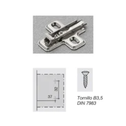 Bases Clip DOMI de regulación frontal con excéntrica y vertical con tornillo para bisagras Salice (Acero)