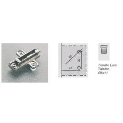 Bases clip DOMI regulación frontal y vertical excéntrica para bisagras Salice (fijación tornillo euro)