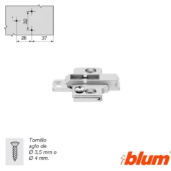 Bases para Bisagras Blum Clip-Top con regulación vertical SIN excéntrica