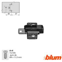 Bases para Bisagras Blum Clip-Top con regulación vertical SIN excéntrica