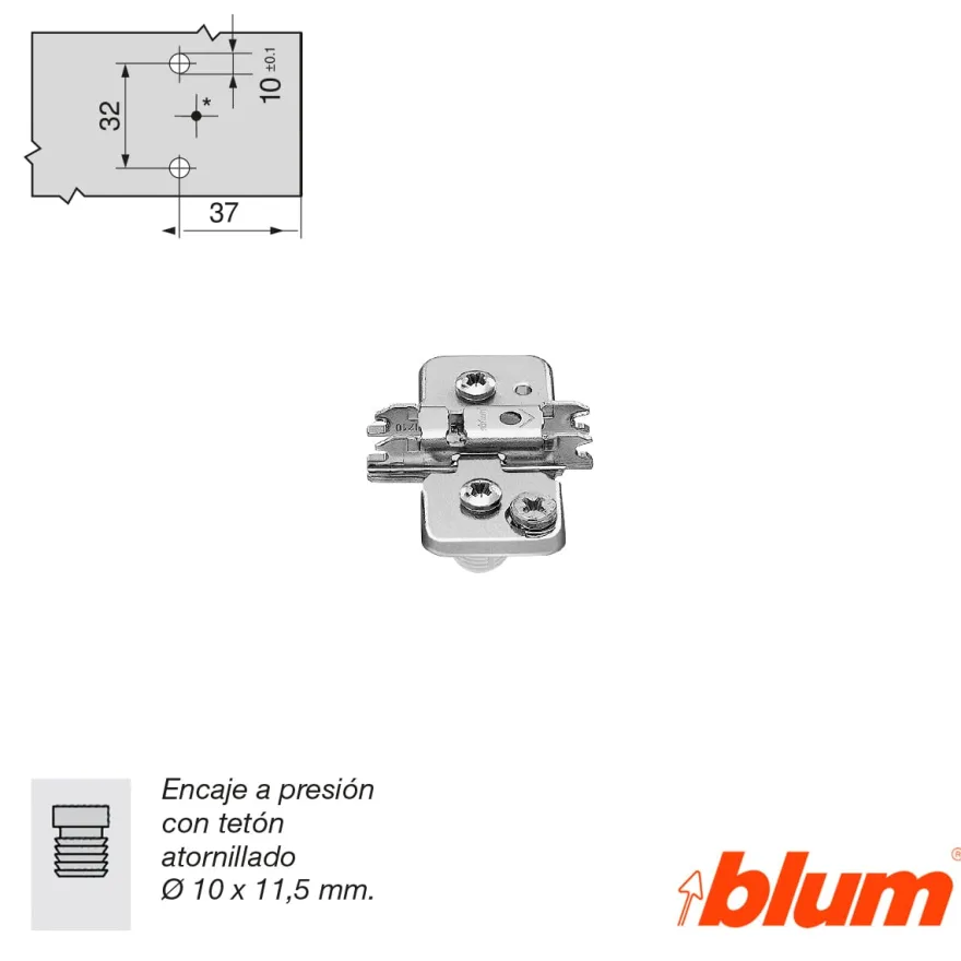 Bases para bisagras Blum Clip-Top con regulación vertical mediante excéntrica