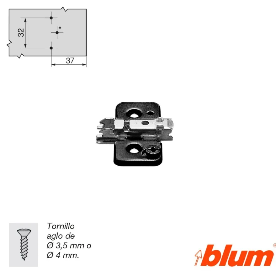 Bases para bisagras Blum Clip-Top con regulación vertical mediante excéntrica