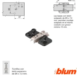Bases para bisagras Blum Clip-Top con regulación vertical mediante excéntrica