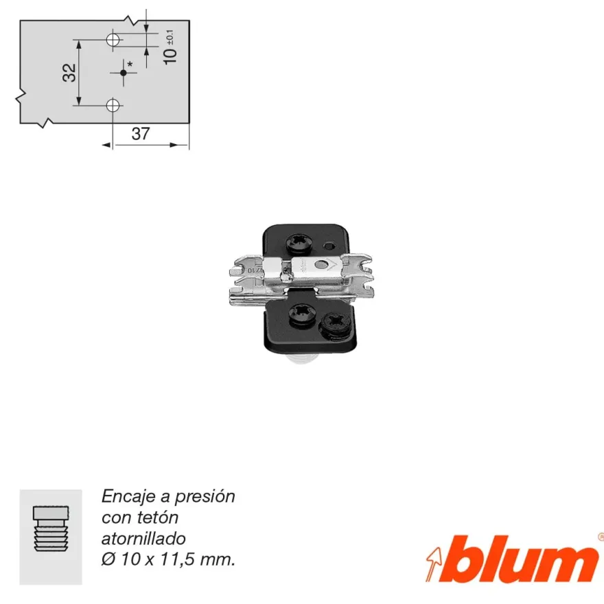 Bases para bisagras Blum Clip-Top con regulación vertical mediante excéntrica