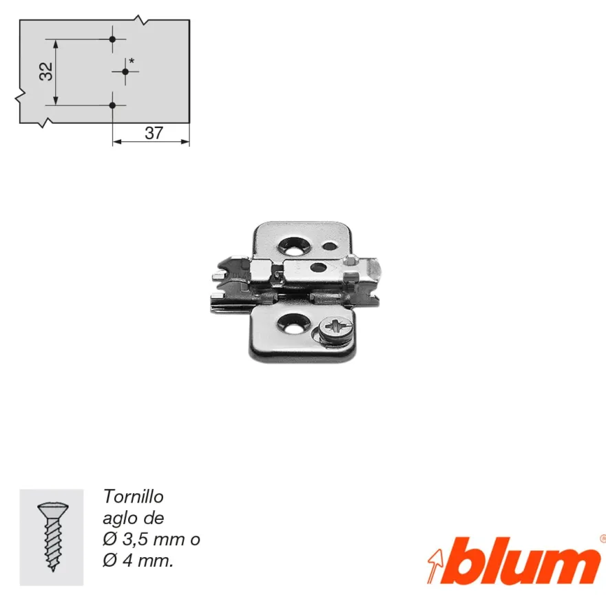 Bases para bisagras Blum Clip-Top con regulación vertical mediante excéntrica