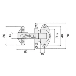 Bisagra acodada artística de cazoleta Ø35mm con base