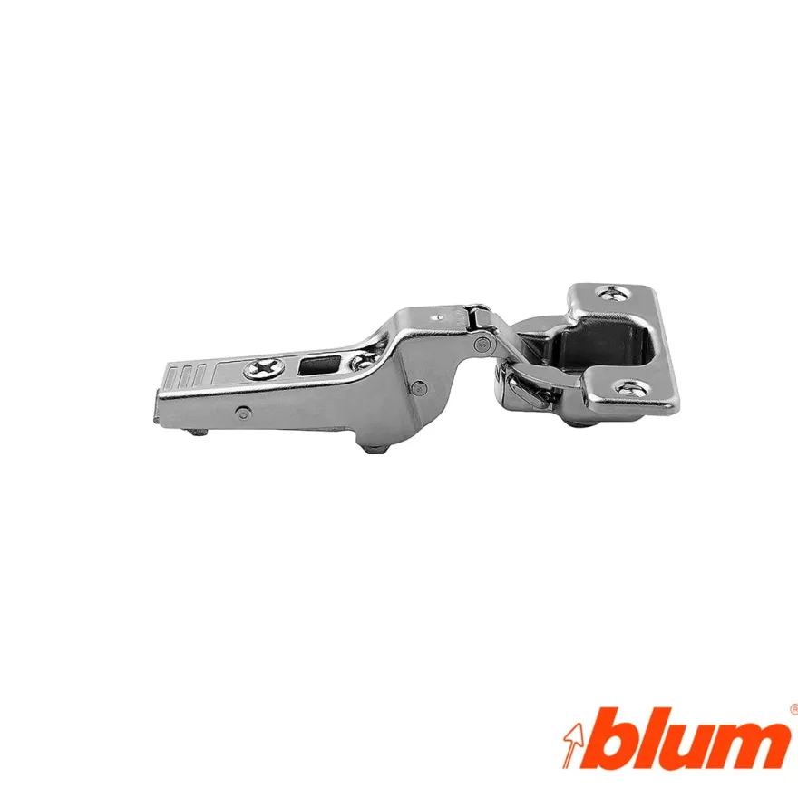 Bisagra acodada Blum Clip Top Ø35 mm. a 95º para grandes espesores y molduras. Apertura por expulsión TIP-ON.