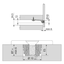 Bisagra BLUM Clip Top concierre decelerante BLUMOTION - Recta 110º para puertas finas de espesor mayor/igual 8 mm.