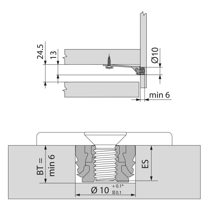 Bisagra BLUM Clip Top concierre decelerante BLUMOTION - Recta 110º para puertas finas de espesor mayor/igual 8 mm.