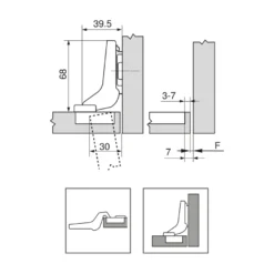 Bisagra BLUM Clip Top de apertura EstándarØ35 mm - Superacodada 110º para costados de 16 mm.