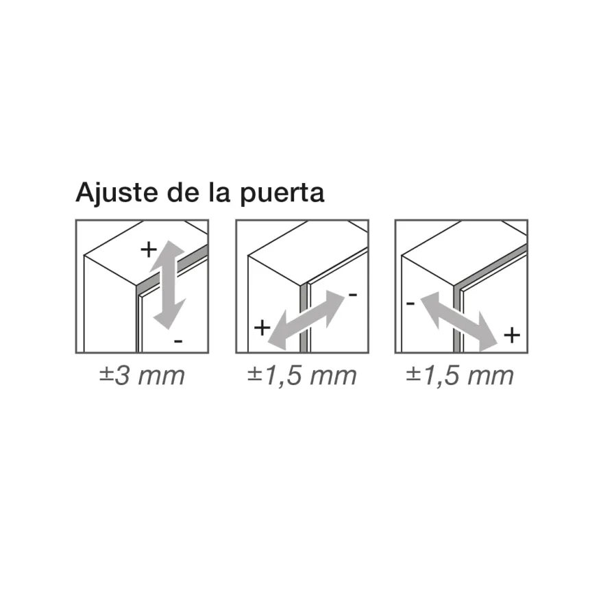 Bisagra de doble cazoleta 135º para puertas de gran desplazamiento con doble inglete