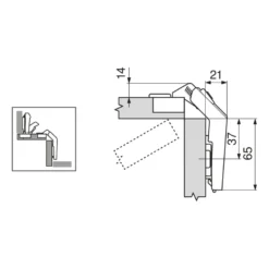 Bisagra Recta BLUM Clip Top de apertura estándar a 60º con cazoleta Ø35 mm para puertas plegables