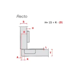 Bisagra Recta SALICE serie 200 de Ø35 mm. y pertura 155º con cierre decelerante Silentia +