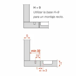 Bisagra Salice de 94º contracodo corto para rincón y espacios reducidos