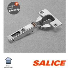 Bisagra Salice Recta de Ø40 mm. para grandes espesores o molduras. Apertura 94º