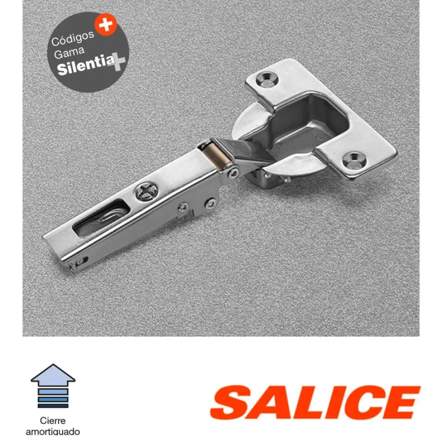Bisagra Salice Recta de Ø40 mm. para grandes espesores o molduras. Apertura 94º