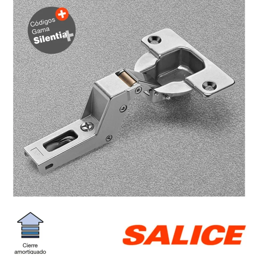 Bisagra Salice Super Codo de Ø40 mm. para grandes espesores o molduras. Apertura 94º