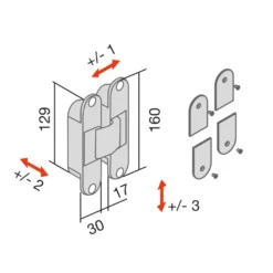 Bisagras KINOX K-7316 - Con 7 pivotes regulables sobre 3 ejes de 120/140Kg. Apertura 180º