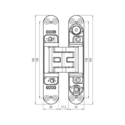 Bisagras KUBICA K5080 - Con 5 pivotes regulables sobre 3 ejes para puertas hasta 80 Kg. y apertura 180º
