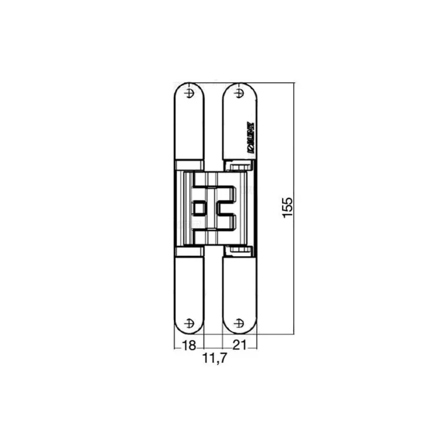 Bisagras KUBICA K-2460 de 5 pivotes regulables sobre 3 ejes de 40 a 60 Kg. Apertura 180º puertas finas o galceadas
