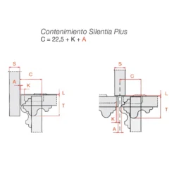 Bisagras Superacodada SALICE serie 200 de Ø35 mm. de apertura 110º y cierre decelerante Silentia +