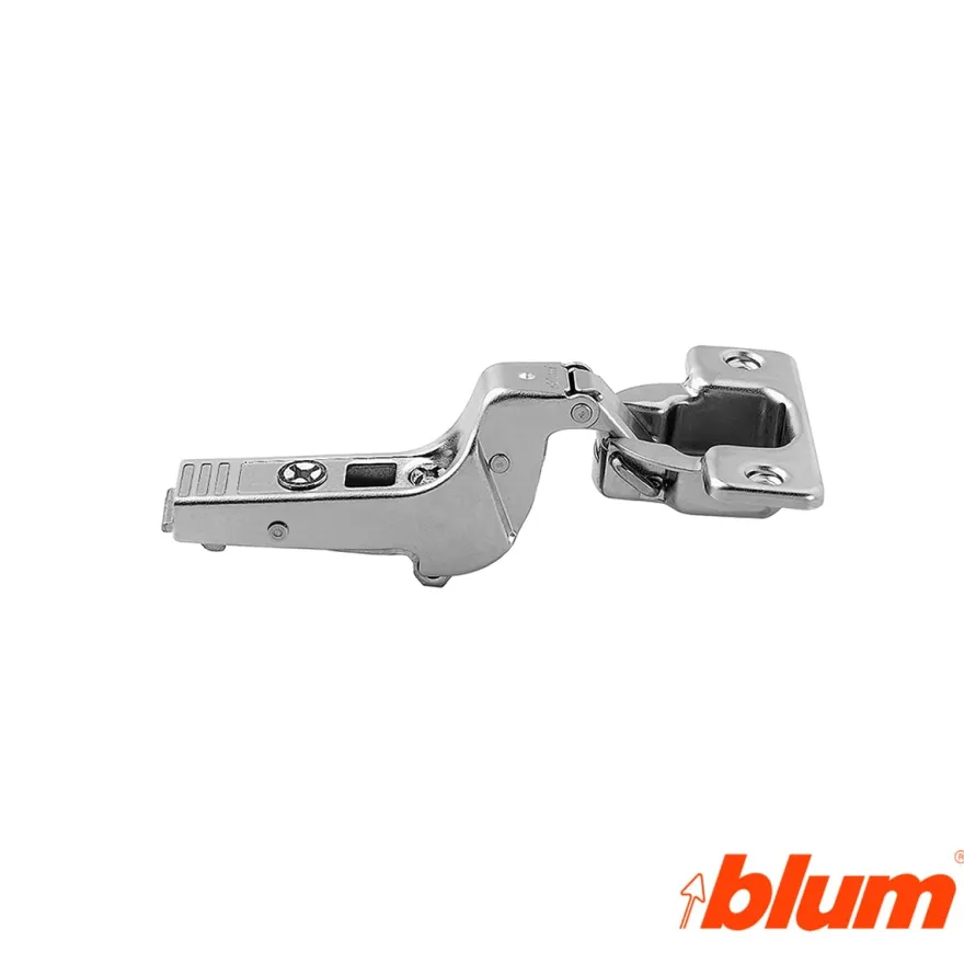 Bisagra superacodada Blum Clip Top Ø35 mm. de 95º para grandes espesores y molduras. Apertura Estándar.