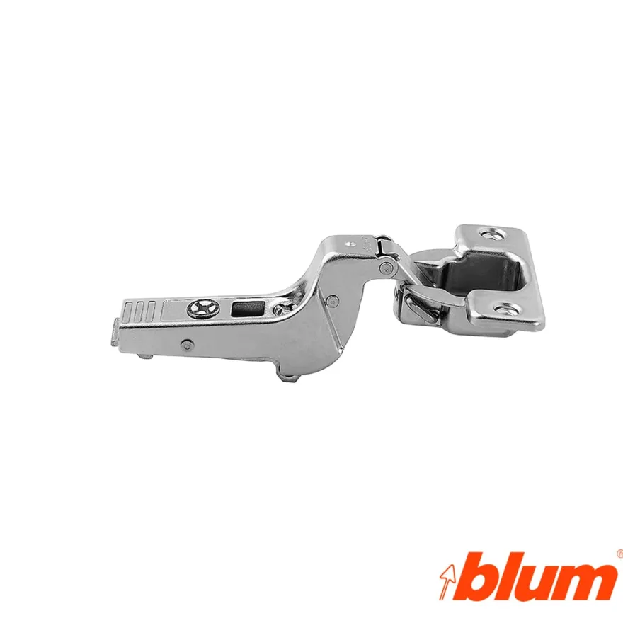Bisagra superacodada Blum Clip Top Ø35 mm. a 95º para grandes espesores y molduras. Apertura por expulsión TIP-ON.