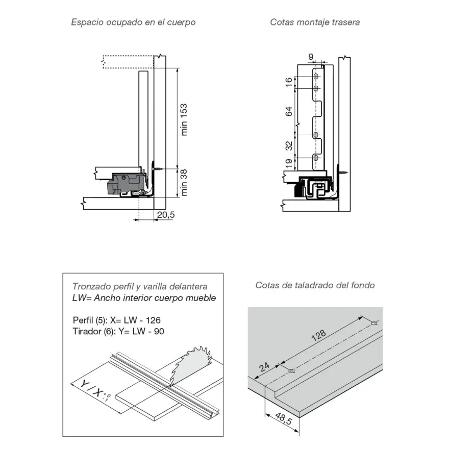 Blum Legrabox Pure cajón interior con tirador altura C