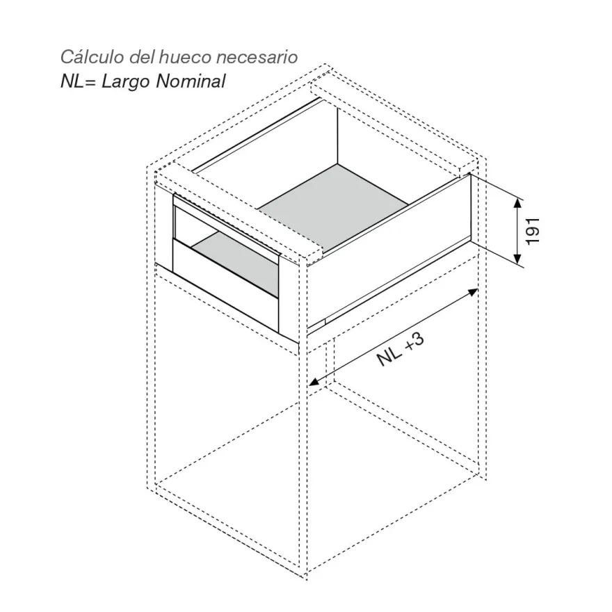 Blum Legrabox Pure cajón interior con tirador altura C