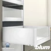 Blum MERIVOBOX – Perfil metálico E para cacerolero interior con frente de vidrio h=184 mm.