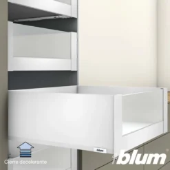 Blum MERIVOBOX – Perfil metálico E para cacerolero interior con frente de vidrio h=184 mm.