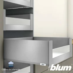 Blum MERIVOBOX – Perfil metálico E para cacerolero interior con frente de vidrio h=184 mm.