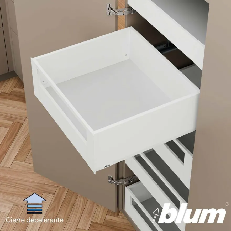 Blum MERIVOBOX – Perfil metálico E para cacerolero interior con tirador h=184 mm.