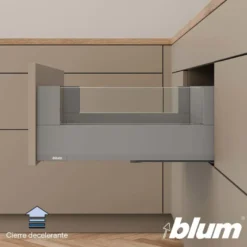 Blum MERIVOBOX – Perfil metálico M para cacerolero con vidrio lateral h=184 mm.