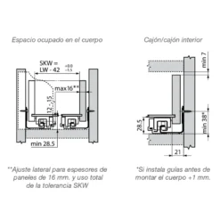 BLUM MOVENTO - Guías de extracción total con apertura por expulsión para cajones de madera