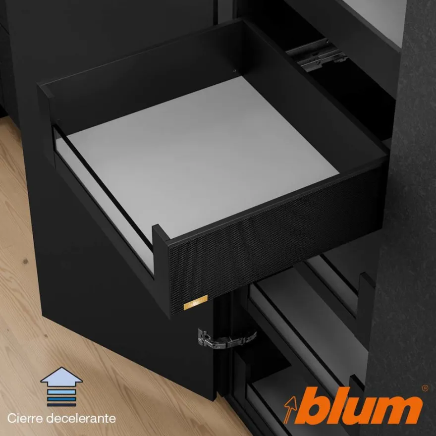 BLUM MYLEGRABOX – Perfiles metálicos C para cajón interior con vidrio frontal h=177