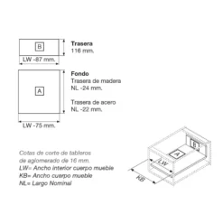 BLUM Tandembox Antaro - Kit completo cajón interior con cierre decelerante BLUMOTION - Perfil K=115,6 mm. - Máx. 30 Kg.