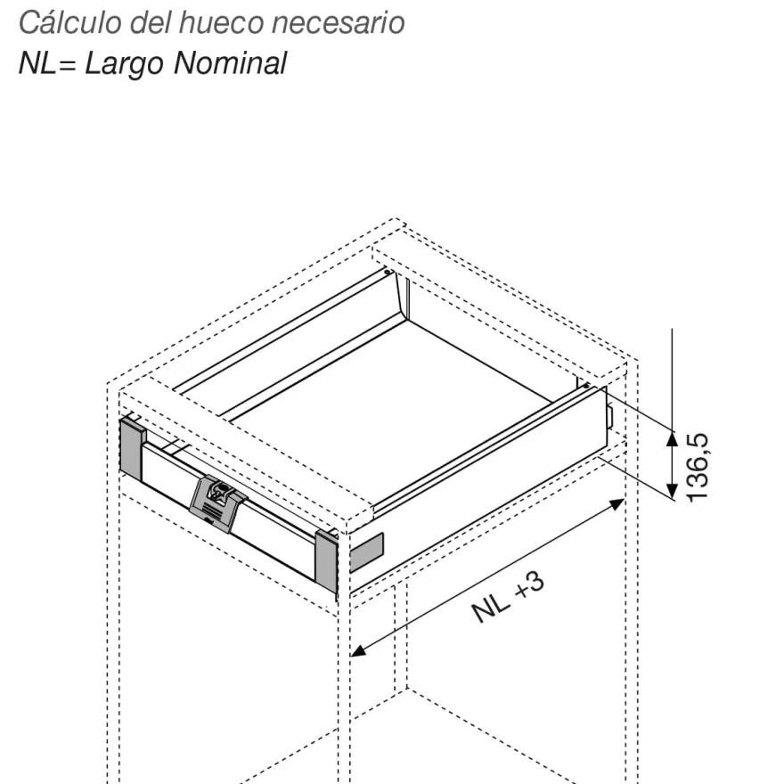 BLUM Tandembox Antaro - Kit completo cajón interior con cierre decelerante BLUMOTION - Perfil K=115,6 mm. - Máx. 30 Kg.