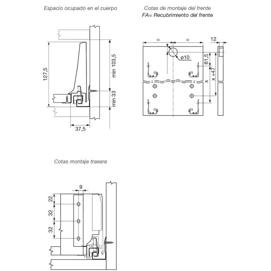 BLUM Tandembox Antaro - Kit completo cajón interior con cierre decelerante BLUMOTION - Perfil K=115,6 mm. - Máx. 30 Kg.