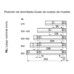 Blum TANDEM - Guía de extracción PARCIAL con cierre amortiguado BLUMOTION