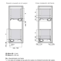 Botellero para módulos bajos estrechos Blum SPACE TWIN Legrabox